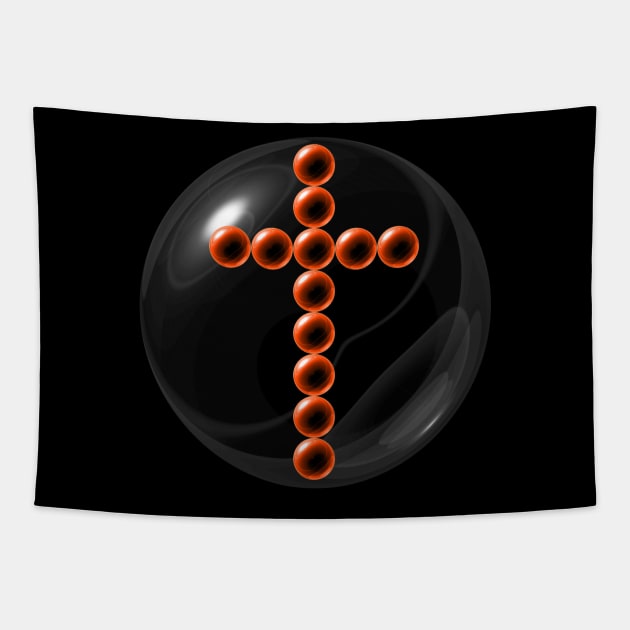 Orange Cross in Glass Ball Tapestry by The Black Panther