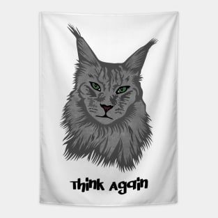 Maine Coon Cat Think Again Tapestry