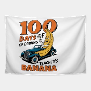 100 Days of Driving Teacher's Banana, Funny Driving Instructor Tapestry