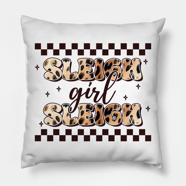 Sleigh Girl Sleigh Pillow by MZeeDesigns