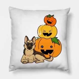 Hallowe'en German Shepherd and Pumpkins Pillow