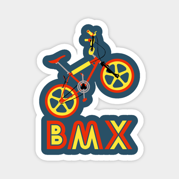 Red & Yellow BMX Burner Magnet by Paulychilds