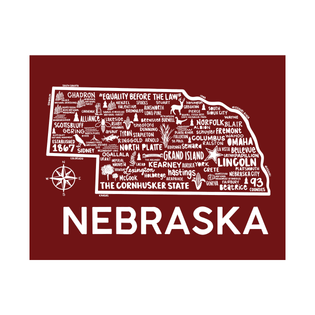 Nebraska Map by fiberandgloss