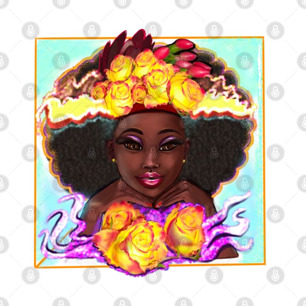 Afro beauty beautiful black girl with Afro hair, brown eyes and dark brown skin by Artonmytee