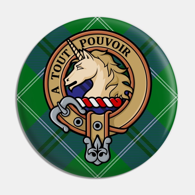 Clan Oliphant Crest over Tartan Pin by sifis