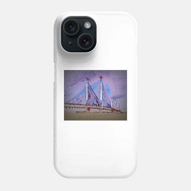 Indian River Bridge at Night Line Drawing Phone Case by Swartwout