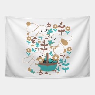 Cute Spring Bunny and Easter Garden Alternate Design Tapestry