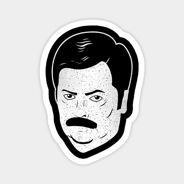 Ron Swanson Face black tee Magnet by truefriend