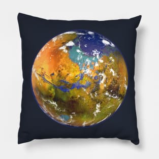 Terraformed Mars with Ocean and Seas Pillow