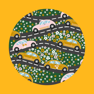 Hippy Cars In Fields Of Flowers T-Shirt