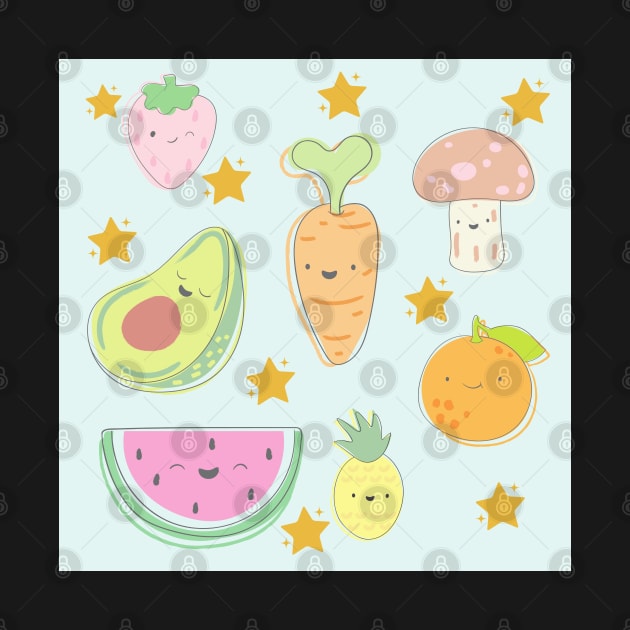 Cute Vegetable & Fruit Pattern by TANSHAMAYA