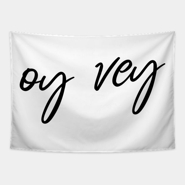 'oy vey' flowing handwritten text Tapestry by keeplooping