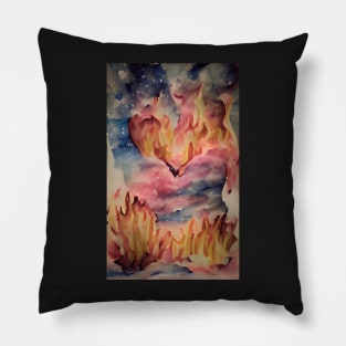 Celestial Hearts Aflame Art Pillow