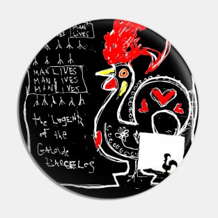 Portuguese Rooster Doodle White Pin