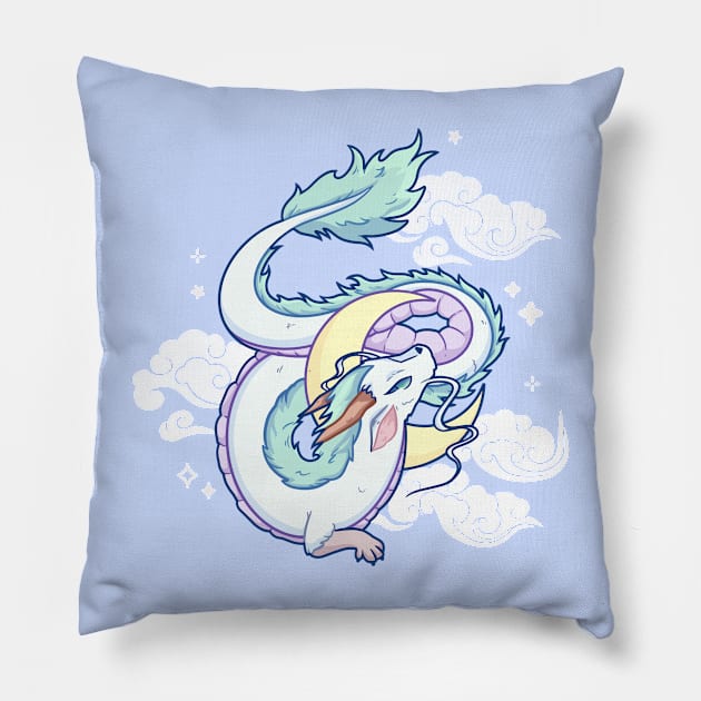Moon dragon Pillow by veraphina