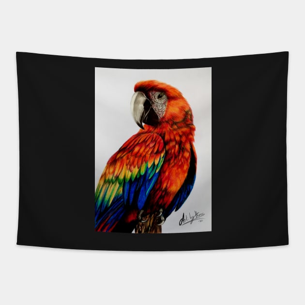 Red Parrot Tapestry by Artbythree