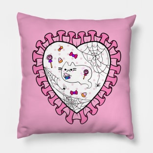 Spooky Cute Ghost Candy Cat Pillow