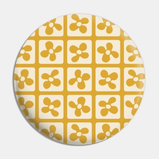 Retro Flowers Pattern - Yellow Pin