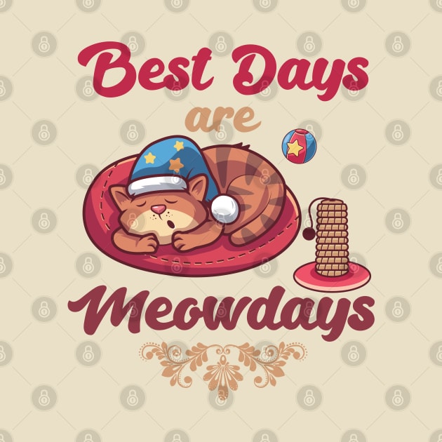 Best Days Are Meowdays Cute Cat sleeping kitty Lover Design by alcoshirts