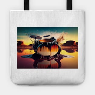 Drummer ArtWork With Water Splashing In The Desert Tote