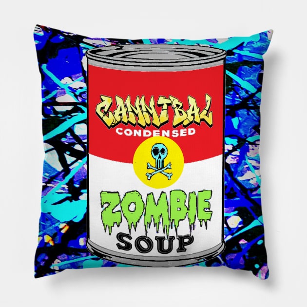 zombie skull soup Pillow by LowEndGraphics