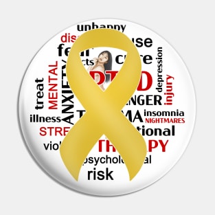 Illustration with Watchwords – PTSD Awareness Ribbon Pin