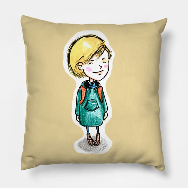 cute little girl smiling Pillow by barbasantara