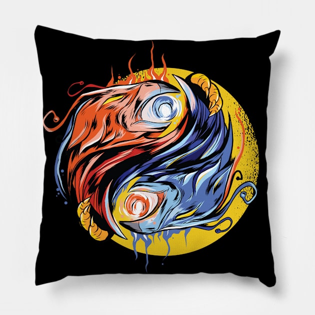 Blue Red Tokyo Pillow by Urban_Vintage