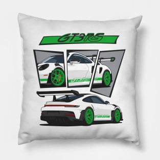 car 911 gt3 rs racing edition detail white green Pillow