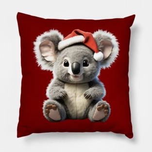 Cute Christmas Koala with A Xmas Santa Hat from Australia Pillow