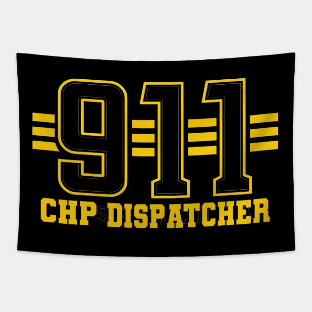 First Responder Shirt, 911 Dispatcher Shirt, Thin Gold Line Police Shirt, Dispatch Gifts for CHP Operator, Dispatcher Flag Shirt for Sheriff T-Shirt Tapestry by Shirts by Jamie