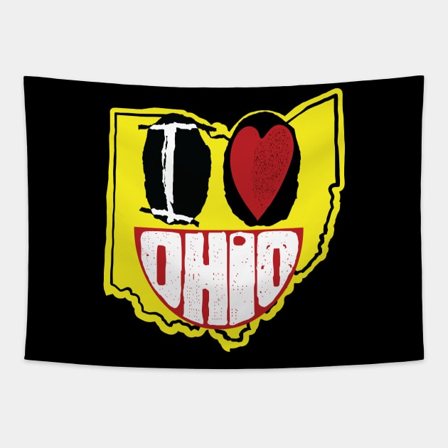 I Love Ohio Smiling Happy Face Tapestry by pelagio