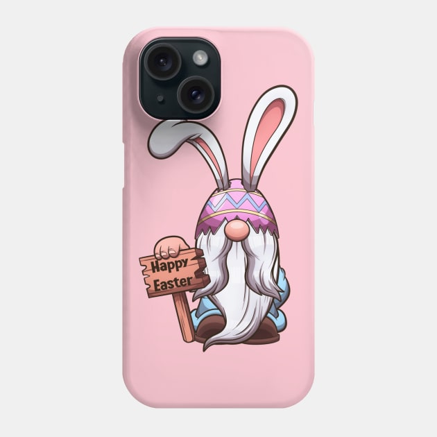 Easter Gnome With Easter Egg Hat With Bunny Ears Holding Sign Phone Case by TheMaskedTooner