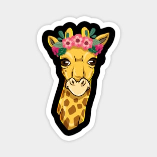 Giraffe with Wreath of flowers Magnet