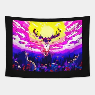 Abstract Deer in the sun Tapestry