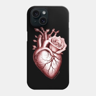 flower power anatomic heart with rose magenta red Phone Case