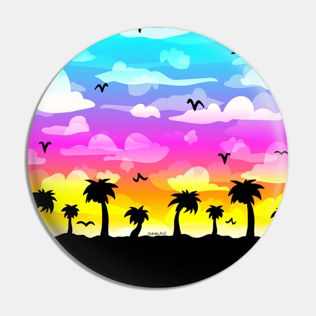 Cloudy Beach Sunset Pin by Jan Grackle