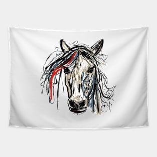 Hand Drawn Horse Portrait Tapestry