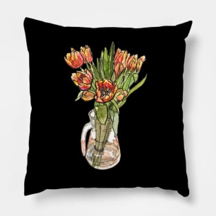 Tulip Bouquet - Watercolor Illustration Edit Pillow