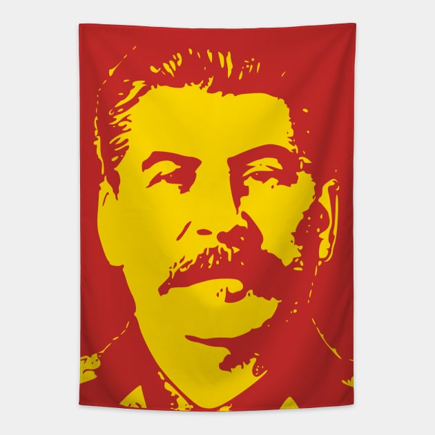 Stalin Yellow On Red Soviet Style Pop Art Tapestry by Nerd_art