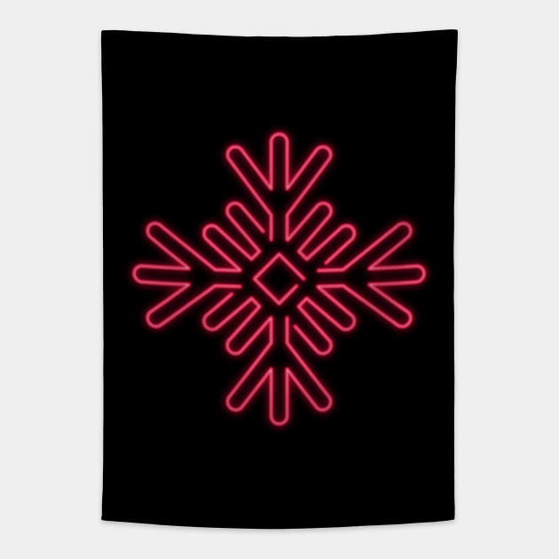 Neon Snowflake Red Tapestry by heavyhand