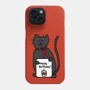 Black Cat Greetings Happy Birthday Phone Case