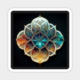 Bright Rainbow crystal lotus flower mandala Magnet