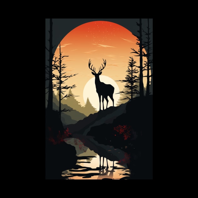 Deer in the sunset by TheMadSwede