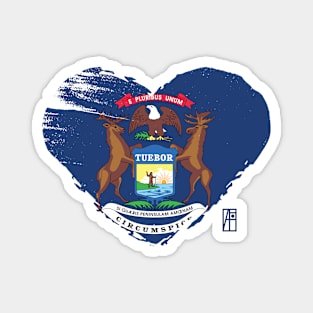 U.S. State - I Love Michigan - Michigan Flag Magnet