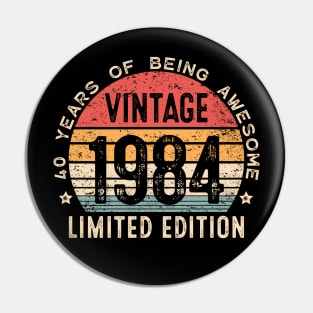 40 Year Old Gifts Vintage 1984 Limited Edition 40th Birthday Pin