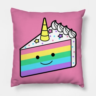 Cute Rainbow Unicorn Cake Doodle Pillow