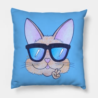 Kitten Wearing Sunglasses - A Cool Cartoon Cat Pillow