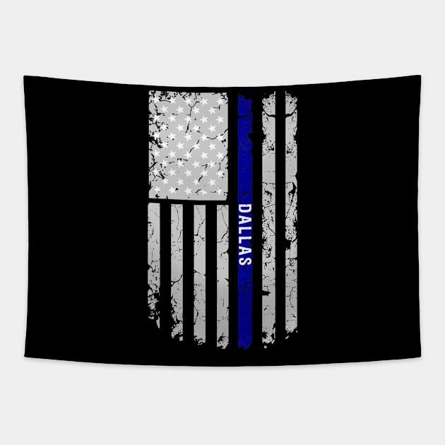 Dallas Police Thin Blue Line American Flag graphic Tapestry by merchlovers