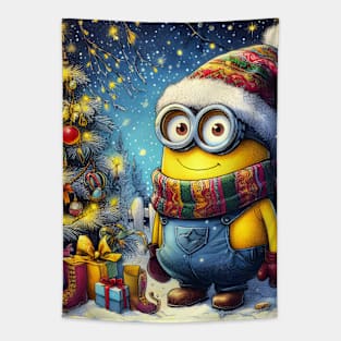 Merry Minions: Festive Christmas Art Prints Featuring Whimsical Minion Designs for a Joyful Holiday Celebration! Tapestry